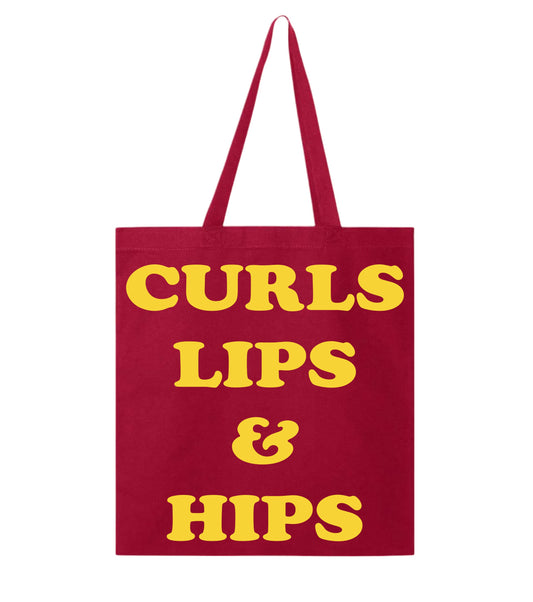 Curls Lips & Hips -Red Small Tote