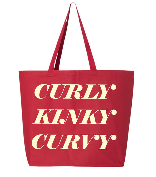 Curly Kinky Curvy/Red Large Tote